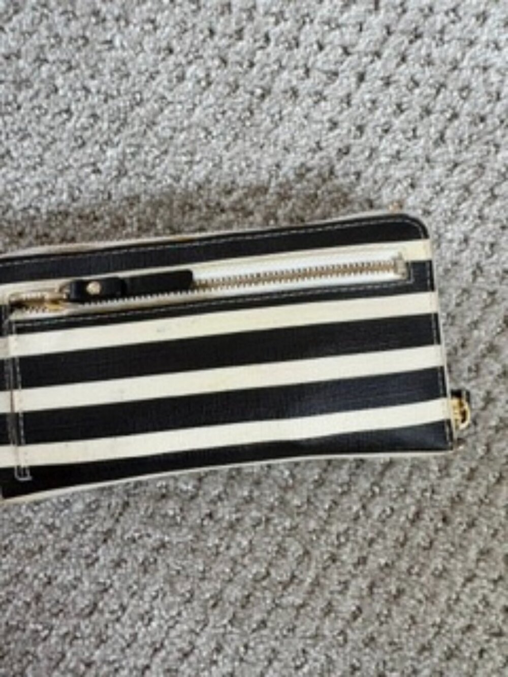 Kate Spade Black & White Striped Zip Wallet